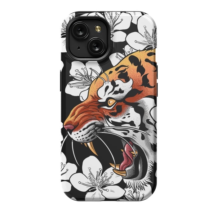 iPhone 15 StrongFit Flowers Tiger by Alberto