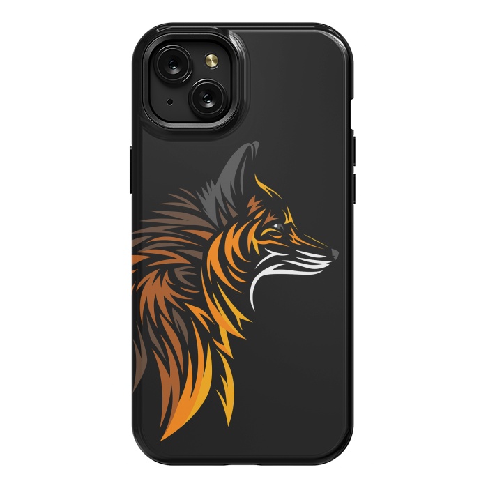 iPhone 15 Plus StrongFit Tribal fox face by Alberto
