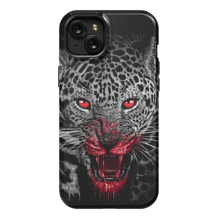 iPhone 15 Plus StrongFit Blood Leopard by Alberto