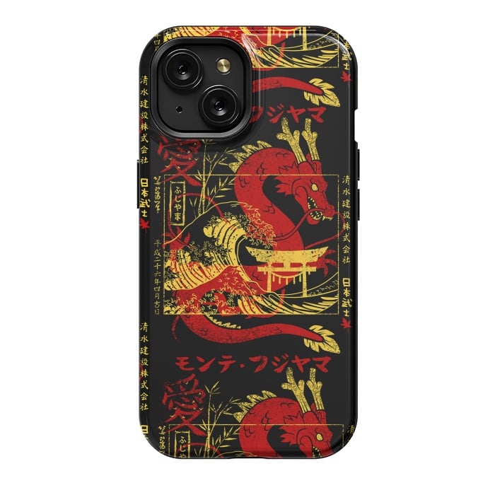 iPhone 15 StrongFit Red chinese dragon gold by Alberto