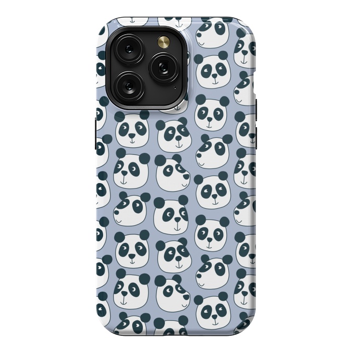 iPhone 15 Pro Max StrongFit Particularly Pleasant Panda Bears on Blue by Nic Squirrell