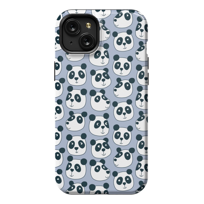 iPhone 15 Plus StrongFit Particularly Pleasant Panda Bears on Blue by Nic Squirrell