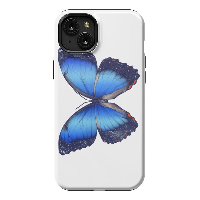 iPhone 15 Plus StrongFit Cosmic Blue Butterfly by ECMazur 