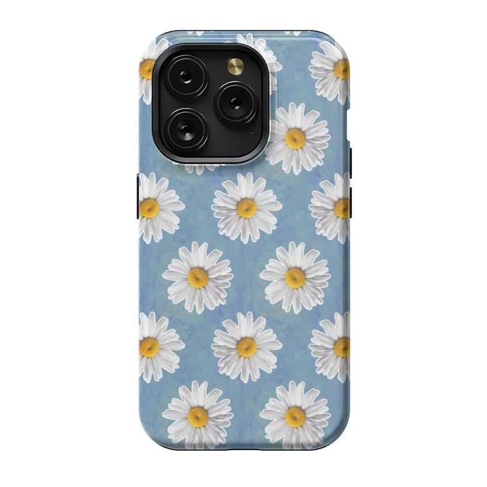 iPhone 15 Pro StrongFit Daisy Blues - Daisy Pattern on Cornflower Blue by Tangerine-Tane