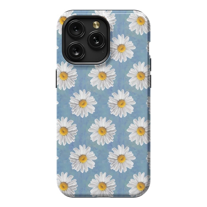 iPhone 15 Pro Max StrongFit Daisy Blues - Daisy Pattern on Cornflower Blue by Tangerine-Tane