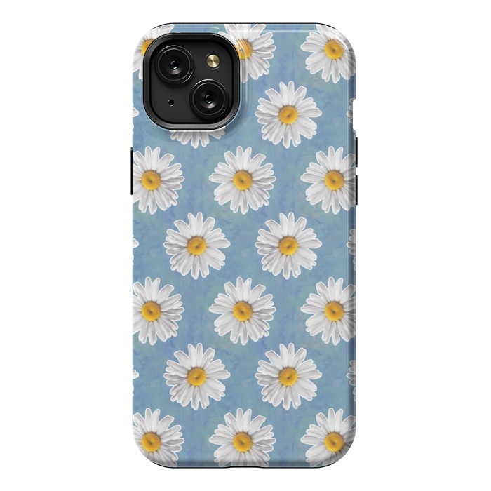iPhone 15 Plus StrongFit Daisy Blues - Daisy Pattern on Cornflower Blue by Tangerine-Tane