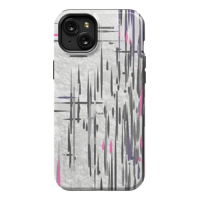 iPhone 15 Plus StrongFit Abstract pink and grey highlights  by Josie