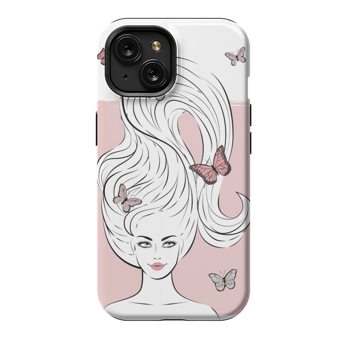 iPhone 15 StrongFit Butterfly Hair Girl by Martina