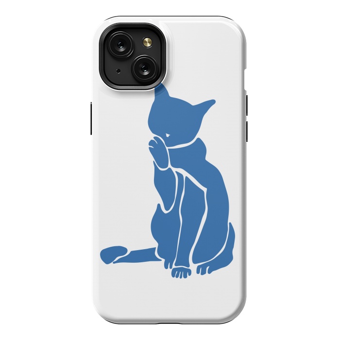 iPhone 15 Plus StrongFit Matisse's Cat Var. 1 in Blue by ECMazur 
