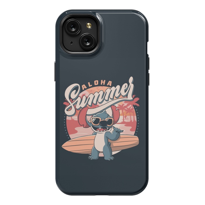 iPhone 15 Plus StrongFit Aloha Summer Funny Alien Beach by eduely