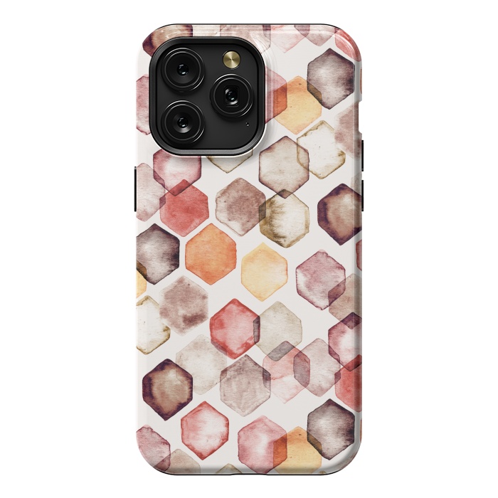 iPhone 15 Pro Max StrongFit Autumn Bokeh - Watercolour Hexagons by Tangerine-Tane