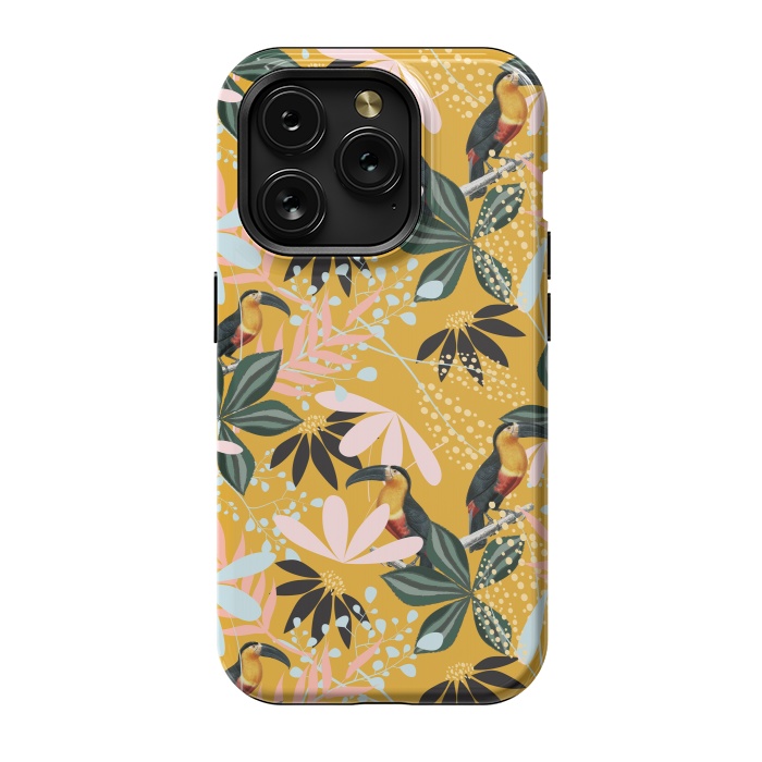 iPhone 15 Pro StrongFit Tropical Toucan Garden by Uma Prabhakar Gokhale