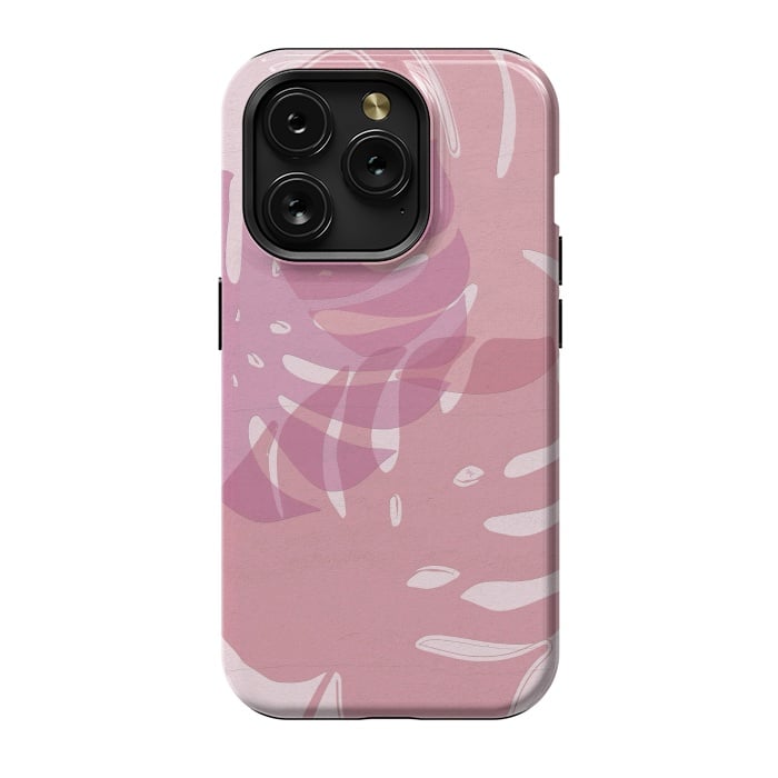 iPhone 15 Pro StrongFit Pink exotic leaves by Martina