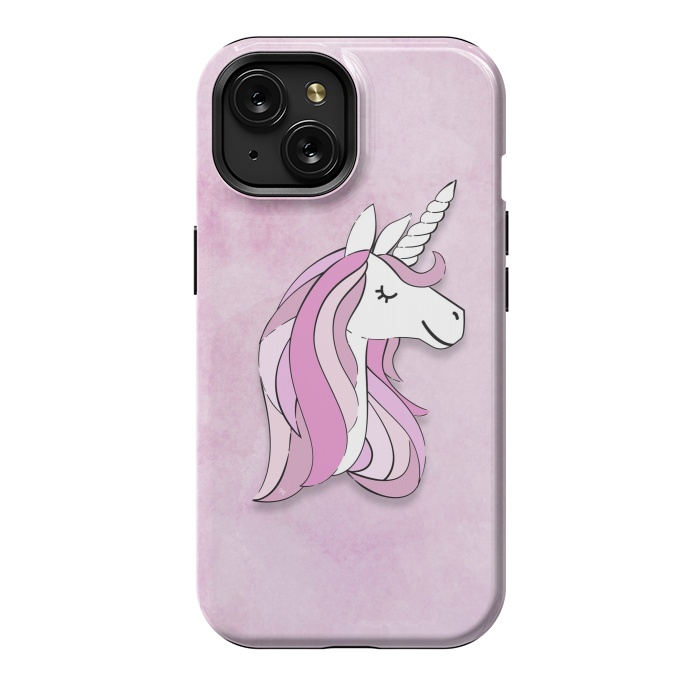 iPhone 15 StrongFit Cute Pink Unicorn by Martina