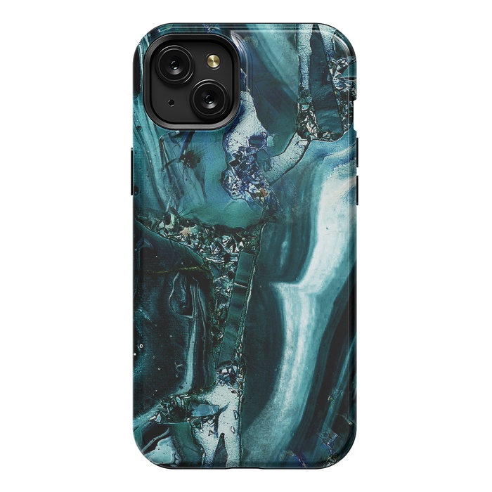 iPhone 15 Plus StrongFit Dark emerald green geode marble by Oana 