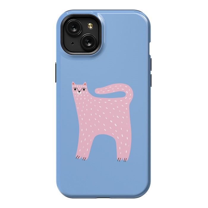 iPhone 15 Plus StrongFit Pink Cat by Sam Pernoski