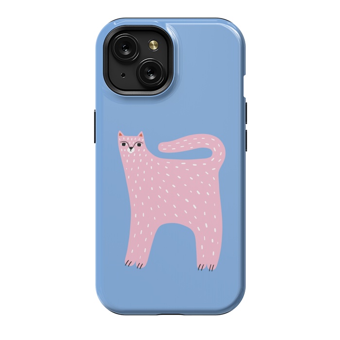 iPhone 15 StrongFit Pink Cat by Sam Pernoski