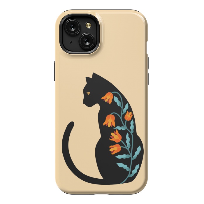 iPhone 15 Plus StrongFit Cat Floral by Coffee Man