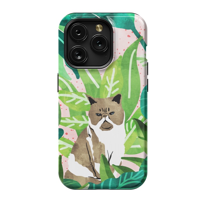 iPhone 15 Pro StrongFit Tropical Glam Cat by Uma Prabhakar Gokhale