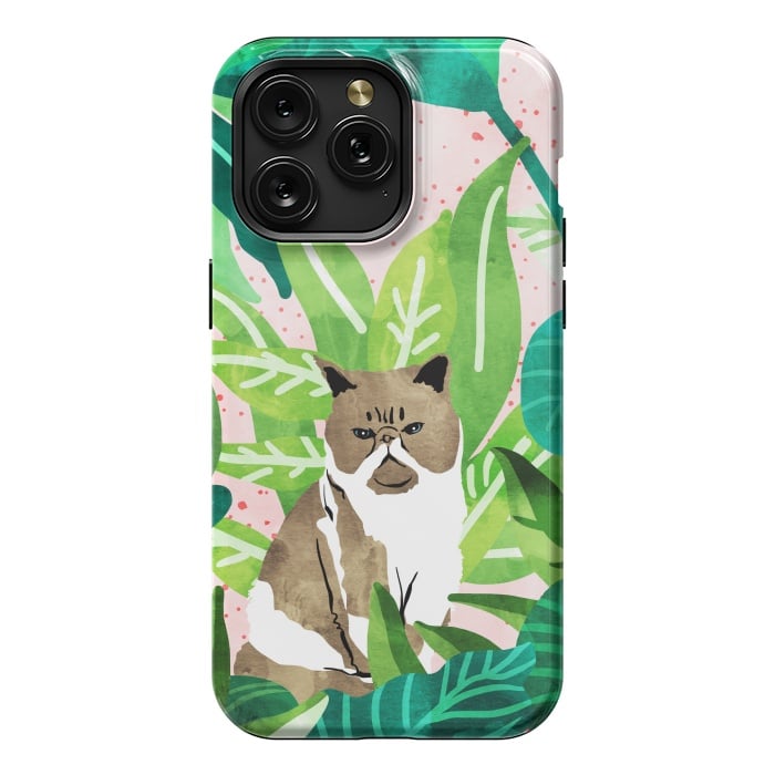 iPhone 15 Pro Max StrongFit Tropical Glam Cat by Uma Prabhakar Gokhale