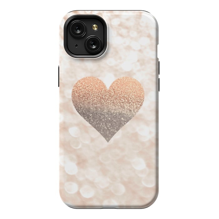 iPhone 15 Plus StrongFit CHAMPAGNER SANDY HEART by Monika Strigel