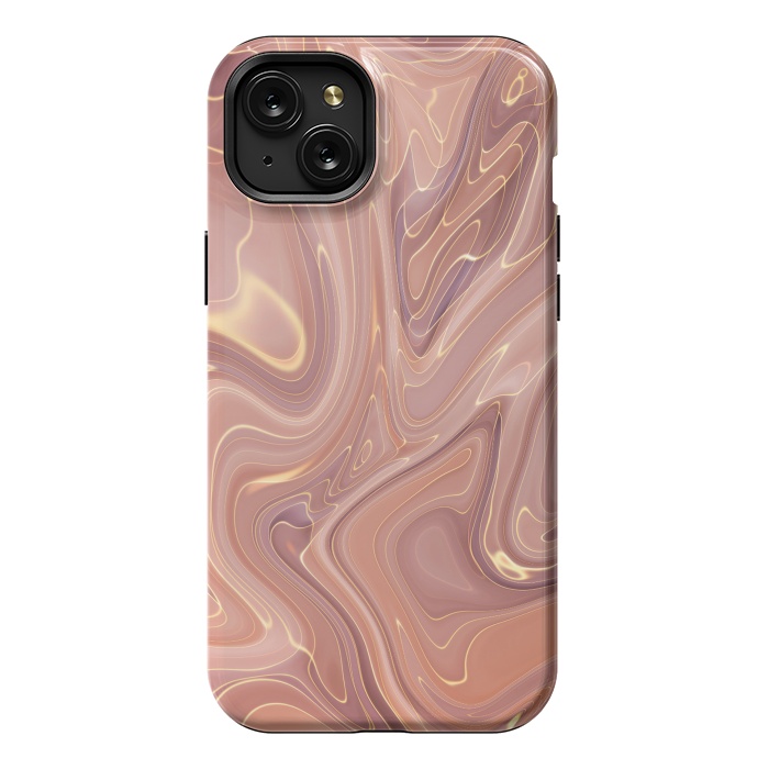 iPhone 15 Plus StrongFit Brown Marble Liquid by ArtsCase