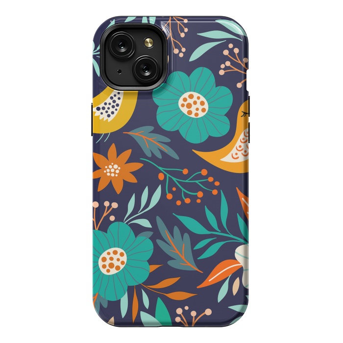 iPhone 15 Plus StrongFit Bird With Flowers by ArtsCase