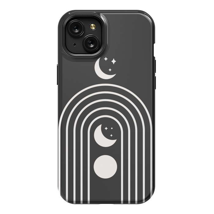 iPhone 15 Plus StrongFit Black Moon Phase Rainbow by ArtPrInk