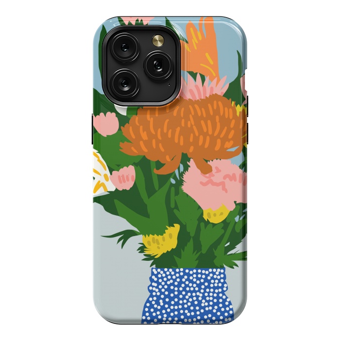 iPhone 15 Pro Max StrongFit Potted Happiness | Flower Pot Botanical Floral Still Life | Eclectic Plants Modern Bohemian Décor by Uma Prabhakar Gokhale