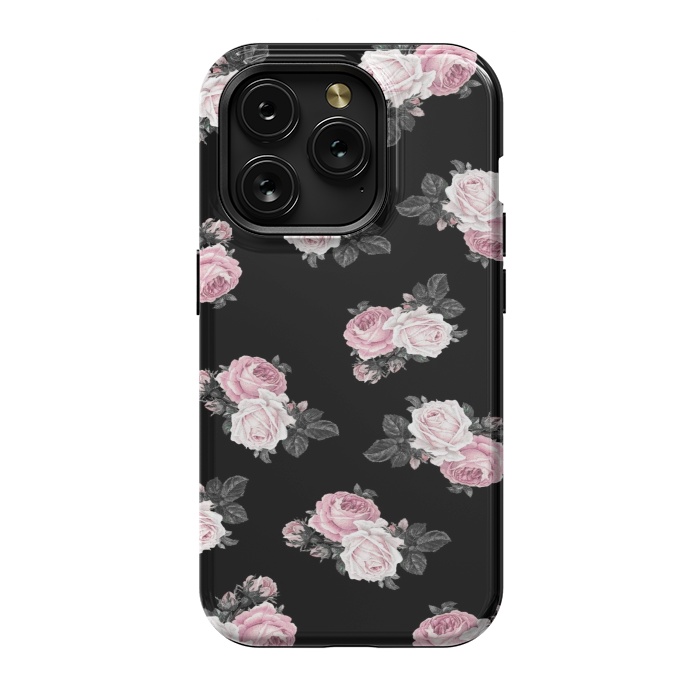 iPhone 15 Pro StrongFit Black n floral by CAS