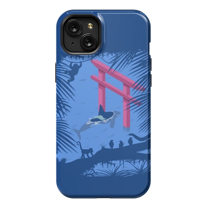 iPhone 15 Plus StrongFit Whale under Japanese Torii by Alberto