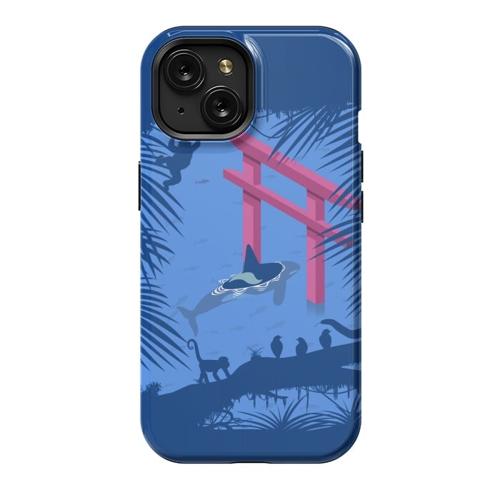 iPhone 15 StrongFit Whale under Japanese Torii by Alberto
