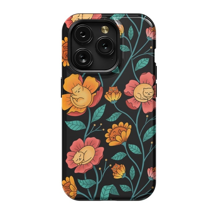 iPhone 15 Pro StrongFit Cats and Flowers by Coffee Man