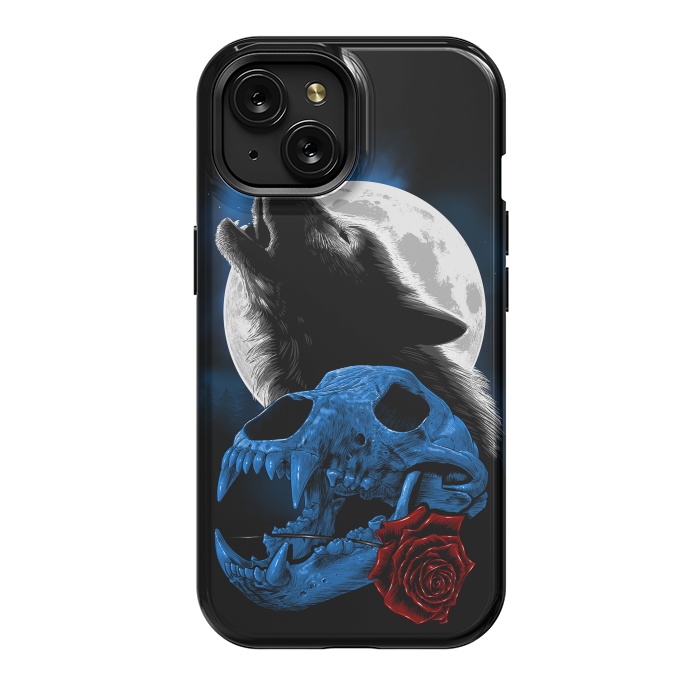 iPhone 15 StrongFit Wolf howling under the moon by Alberto