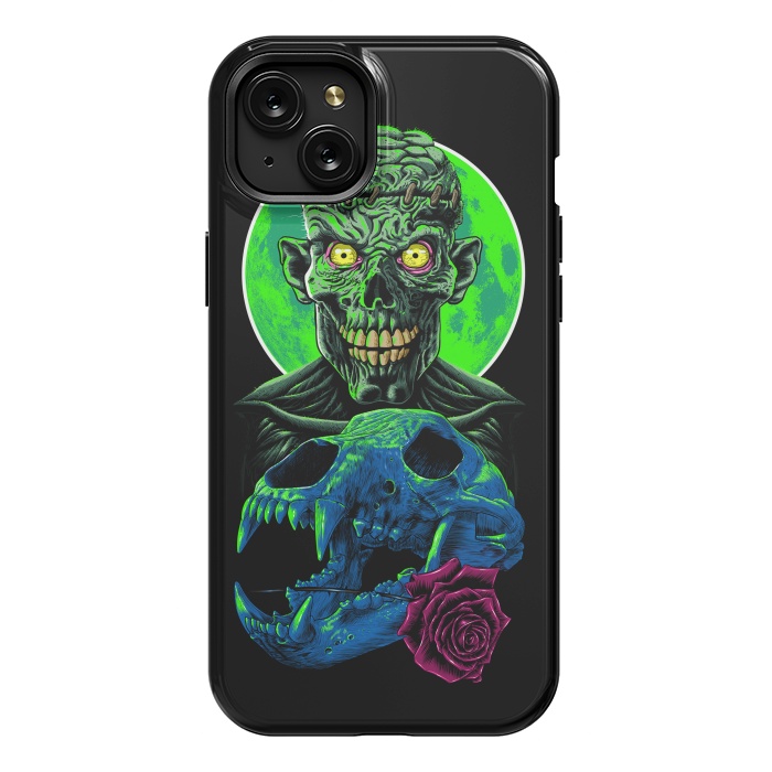 iPhone 15 Plus StrongFit Skull and flower zombie by Alberto