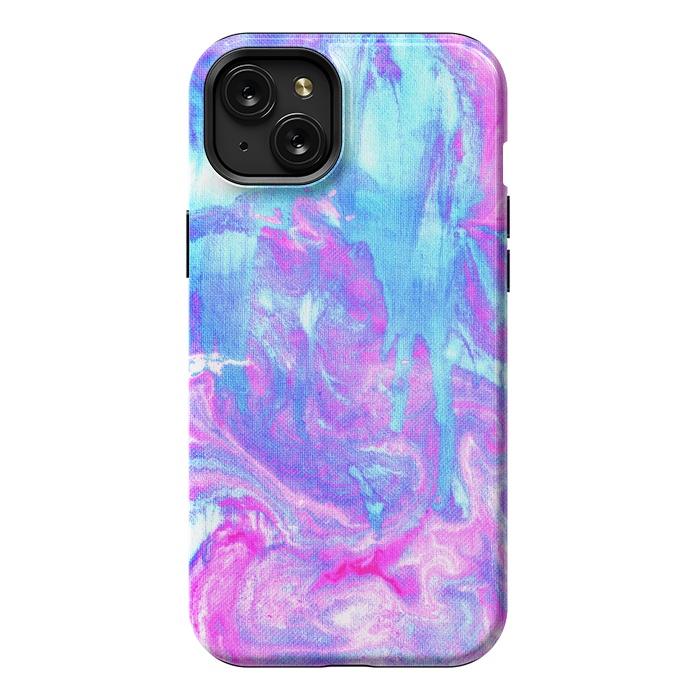 iPhone 15 Plus StrongFit Melting Marble in Pink & Turquoise by Tangerine-Tane