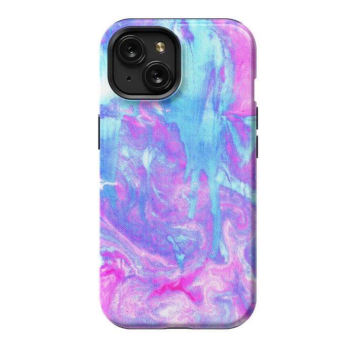 iPhone 15 StrongFit Melting Marble in Pink & Turquoise by Tangerine-Tane