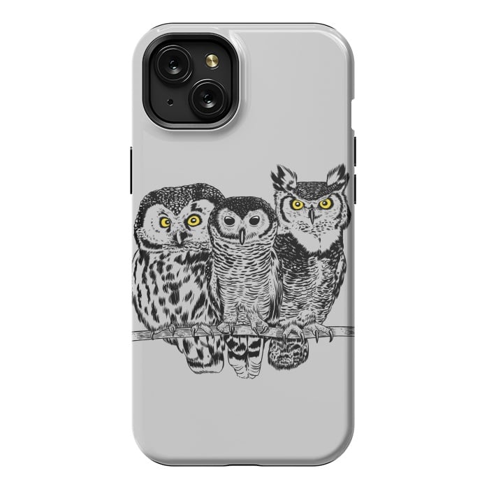 iPhone 15 Plus StrongFit Three owls by Alberto