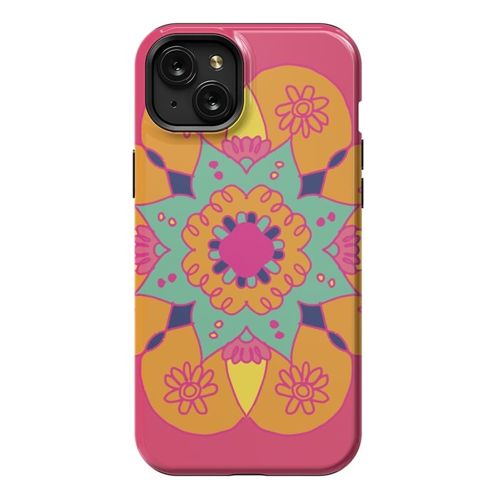 iPhone 15 Plus StrongFit Pink Mandala  by ArtsCase