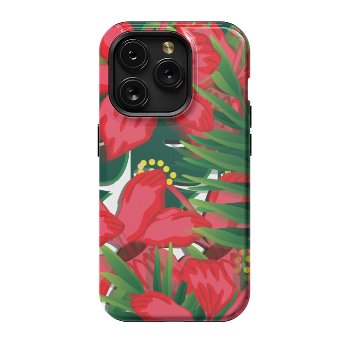 iPhone 15 Pro StrongFit red tulips tropical by MALLIKA