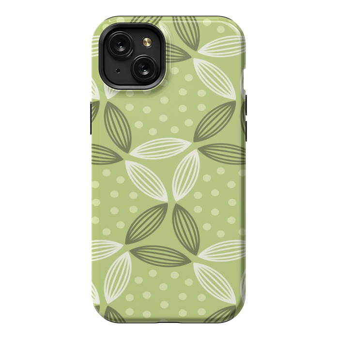 iPhone 15 Plus StrongFit green leave pattern by MALLIKA