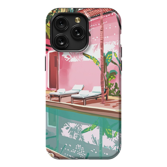 iPhone 15 Pro Max StrongFit Vacay Villa | Blush Pink Summer Architecture | Tropical Travel Building | Palm Bohemian Resort by Uma Prabhakar Gokhale