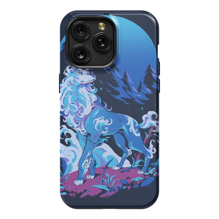 iPhone 15 Pro Max StrongFit Spiritual Aqua Wolf by Ilustrata