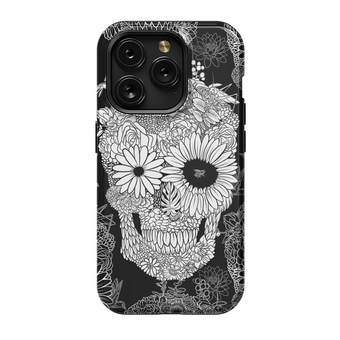 iPhone 15 Pro StrongFit Skull Flowers by Alberto