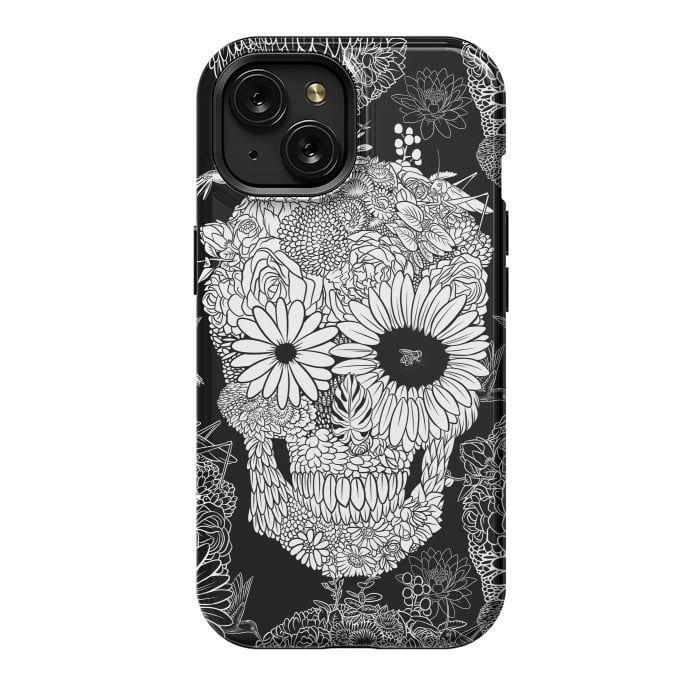 iPhone 15 StrongFit Skull Flowers by Alberto