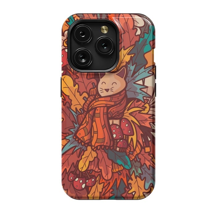 iPhone 15 Pro StrongFit Cosy autumn cat by Steve Wade (Swade)