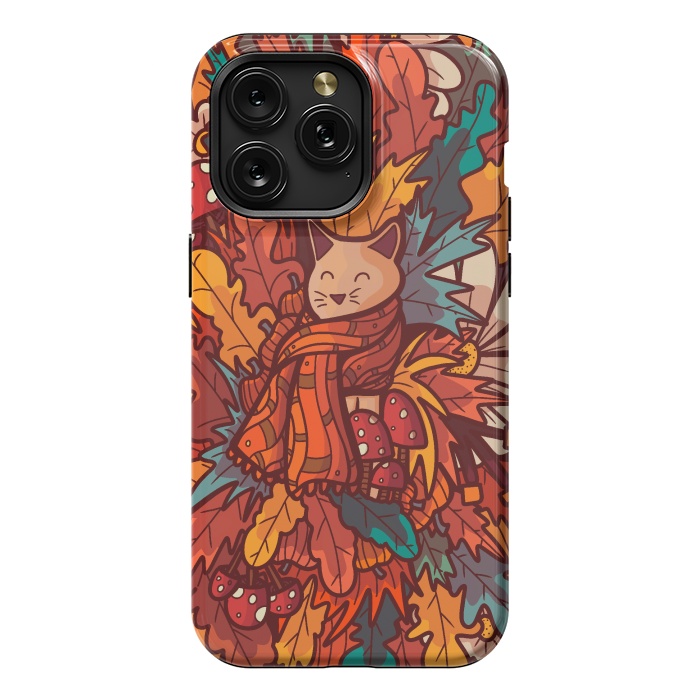 iPhone 15 Pro Max StrongFit Cosy autumn cat by Steve Wade (Swade)