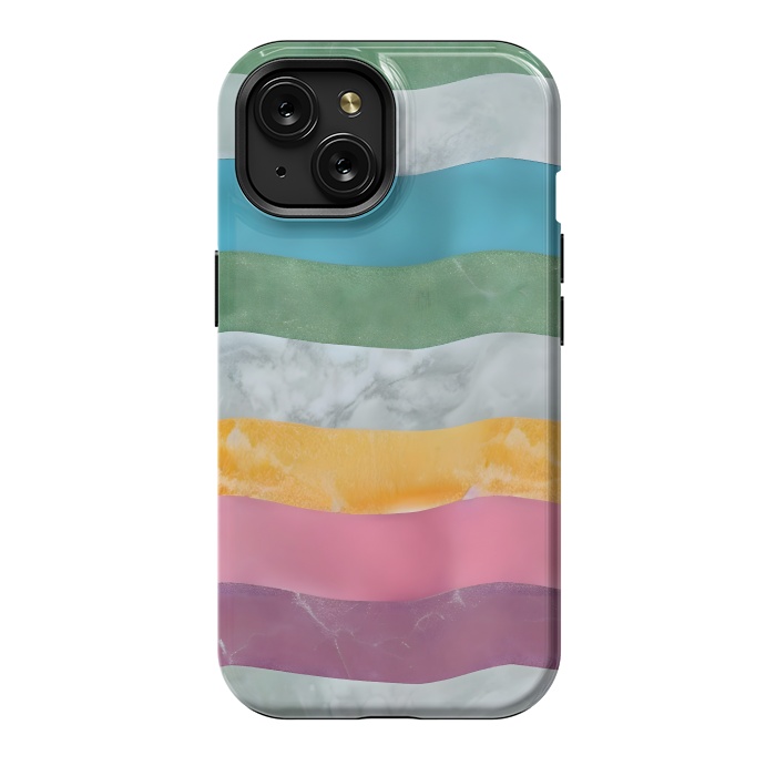iPhone 15 StrongFit Colorful marble Waves  by Winston