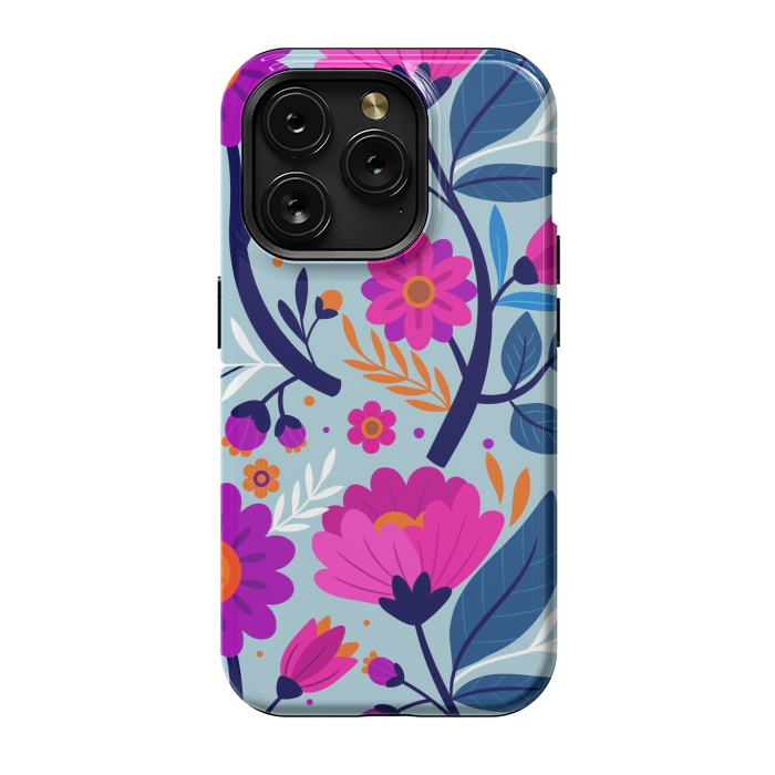 iPhone 15 Pro StrongFit Colorful Exotic Floral Pattern by ArtsCase