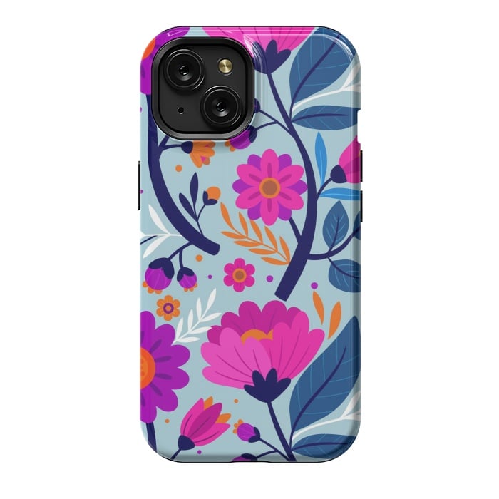 iPhone 15 StrongFit Colorful Exotic Floral Pattern by ArtsCase
